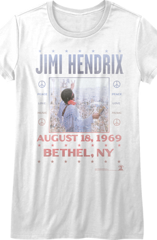 Womens Peace Love Music Jimi Hendrix Shirt