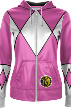 Ladies Pink Ranger Mighty Morphin Power Rangers Costume Hoodie