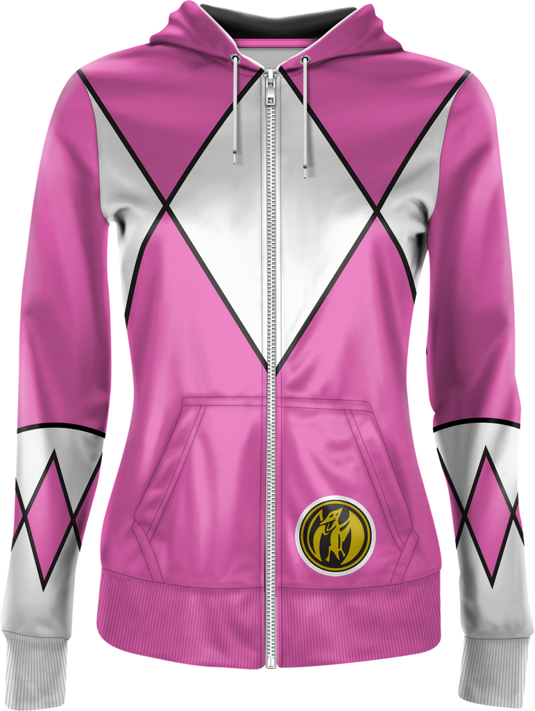 Ladies Pink Ranger Mighty Morphin Power Rangers Costume Hoodie