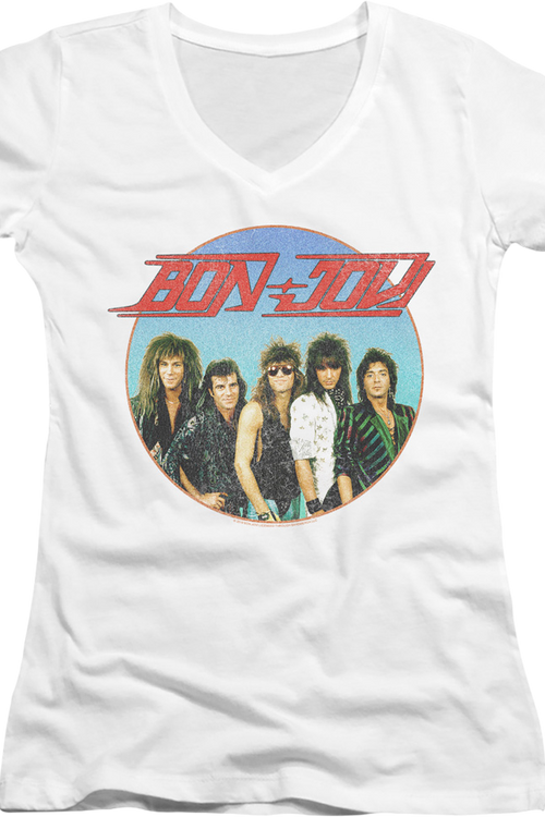 Ladies Retro Circle Bon Jovi V-Neck Shirtmain product image