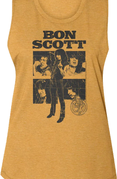 Ladies Retro Collage Bon Scott Muscle Tank Top