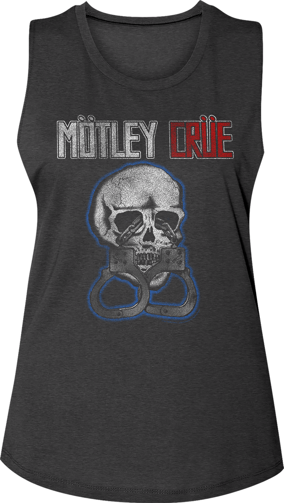 Ladies Skull And Handcuffs Motley Crue Muscle Tank Top