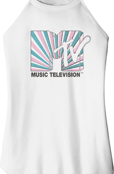Ladies Tie Dye Stripes Logo MTV Sleeveless Rocker Tank Top