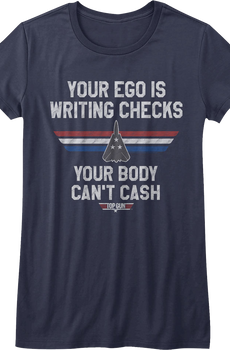 Womens Writing Checks Top Gun Shirt
