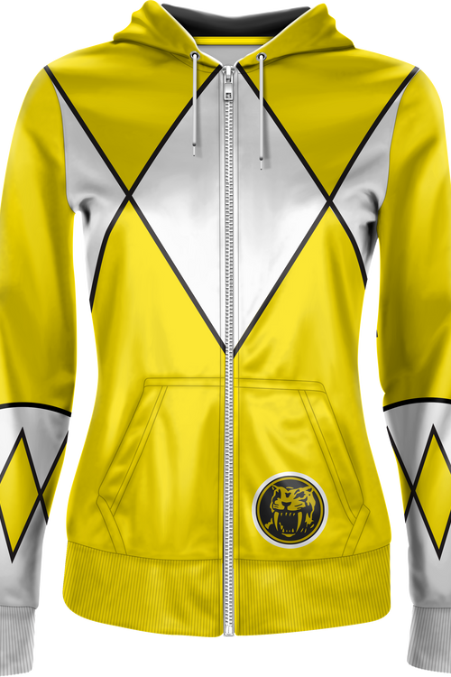Ladies Yellow Ranger Mighty Morphin Power Rangers Costume Hoodiemain product image
