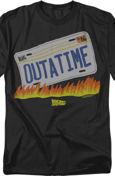 License Plate & Flames Back To The Future T-Shirt