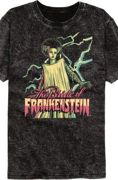 Lightning Bolts Bride Of Frankenstein Mineral Wash T-Shirt