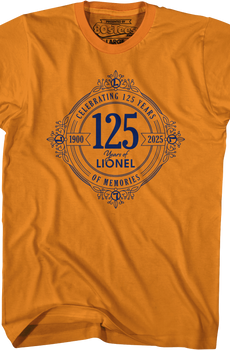 Orange Celebrating 125 Years Of Memories Lionel Trains T-Shirt