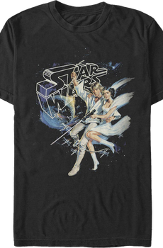 Luke Skywalker And Princess Leia Swing Into Action Star Wars T-Shirt