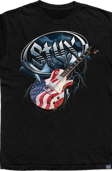 Made In USA Flag Guitar Styx T-Shirt