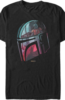 Mandalorian Helmet Reflection Star Wars T-Shirt