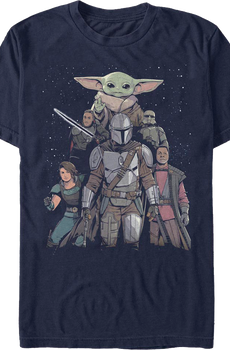 Mandalorian Illustrated Cast Collage Star Wars T-Shirt