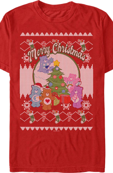 Merry Christmas Faux Ugly Sweater Care Bears T-Shirt