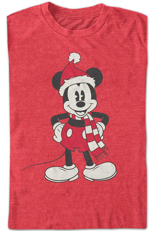 Mickey Mouse Scarf & Santa Claus Hat Disney T-Shirtmain product image