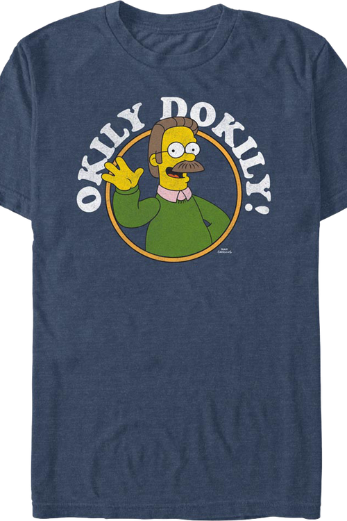 Navy Heather Ned Flanders Okily Dokily Simpsons T-Shirtmain product image