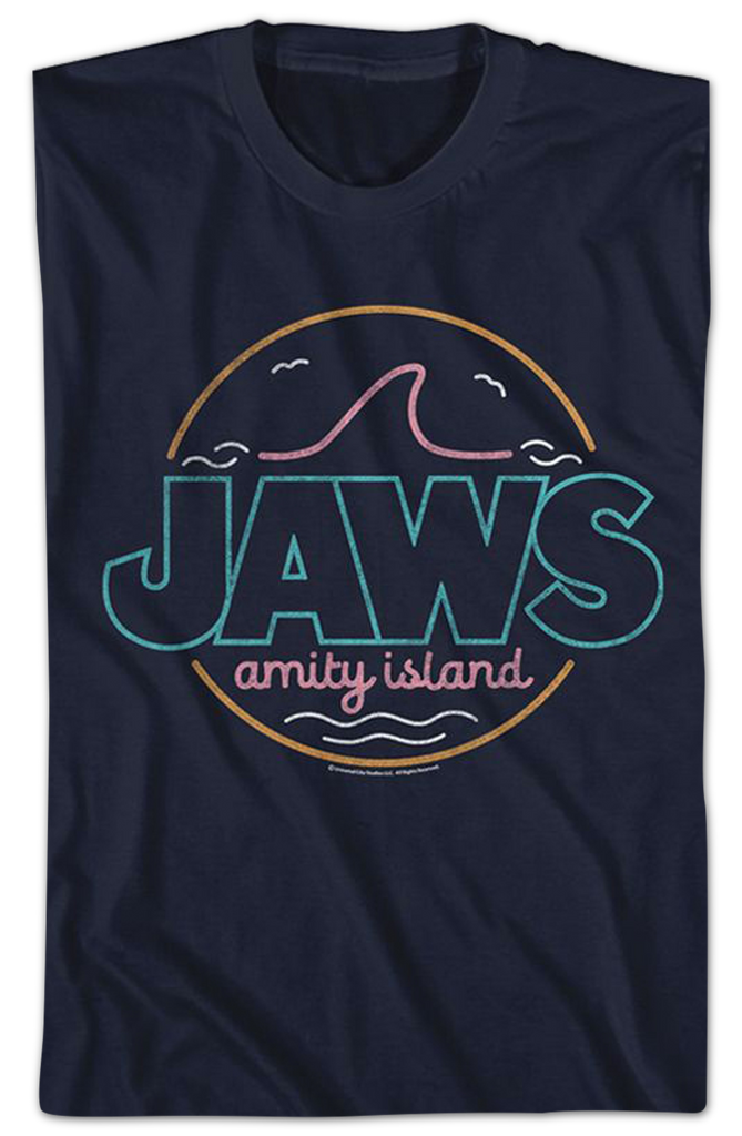 Neon Amity Island Sign Jaws TShirt
