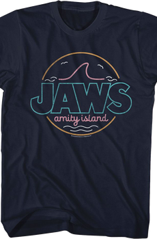 Neon Amity Island Sign Jaws T-Shirt