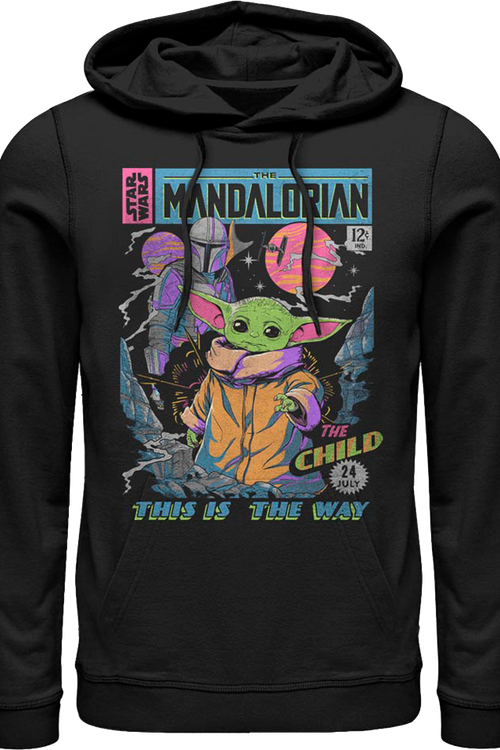 Neon Mandalorian Comic Book Cover Star Wars Hoodiemain product image