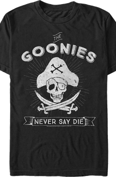 Never Say Die Pirate Logo Goonies T-Shirt