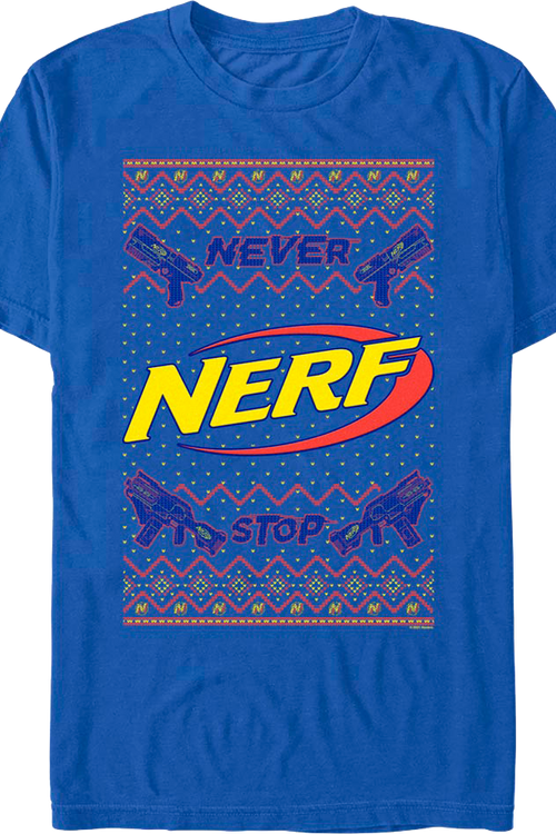 Never Stop Faux Ugly Christmas Sweater Nerf T-Shirtmain product image