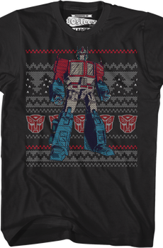 Optimus Prime Faux Ugly Christmas Sweater Transformers T-Shirt