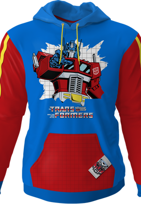 Optimus Prime Vintage Striped Sleeve Transformers Pullover Hoodie