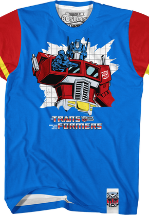 Optimus Prime Vintage Striped Sleeve Transformers T-Shirt