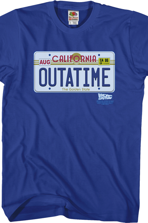 OUTATIME License Plate Back To The Future T-Shirtmain product image