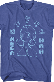 Outlined Japanese Text Mega Man T-Shirt