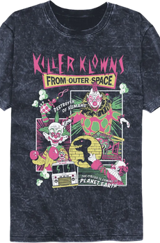 Panel Collage Killer Klowns From Outer Space Mineral Wash T-Shirt