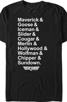 Pilot Names Top Gun T-Shirt