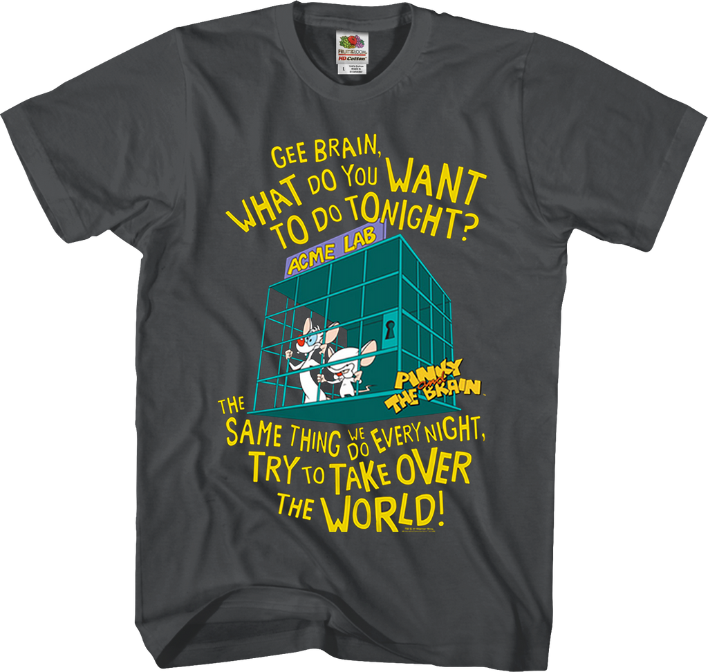 thumbnail image 2 of Pinky And The Brain Mens T-shirt - To Do List Take Over The World 2 of 11