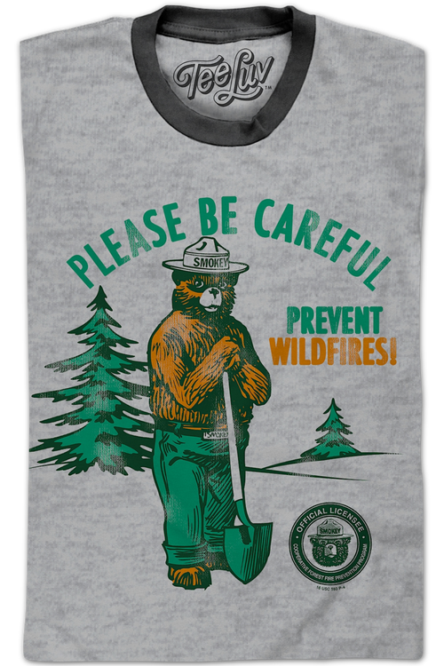 Please Be Careful Prevent Wildfires Smokey Bear Ringer Shirtmain product image