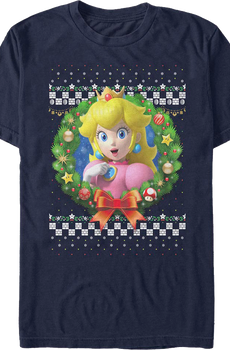 Princess Peach Christmas Wreath Super Mario Bros. T-Shirt