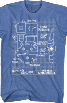 Proton Pack Schematic Real Ghostbusters T-Shirt