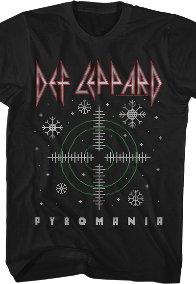Pyromania Faux Ugly Christmas Sweater Def Leppard T-Shirt
