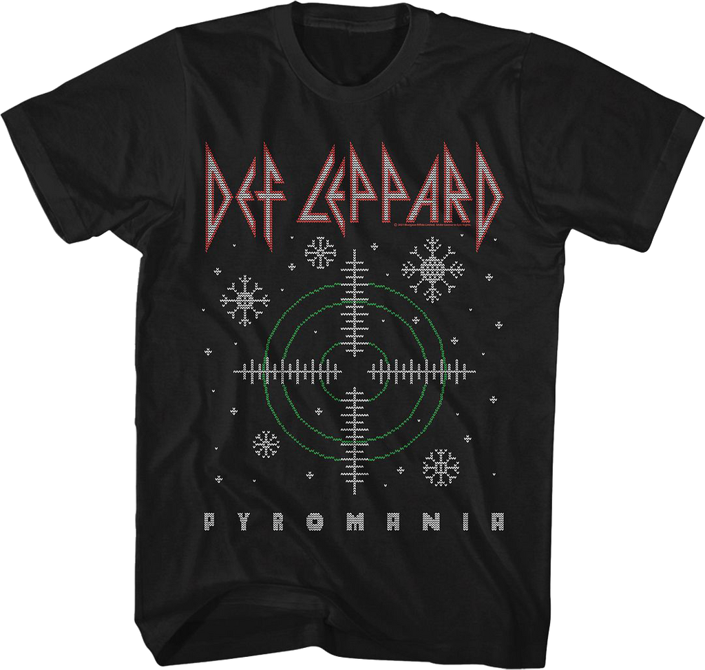 Pyromania Faux Ugly Christmas Sweater Def Leppard T Shirt