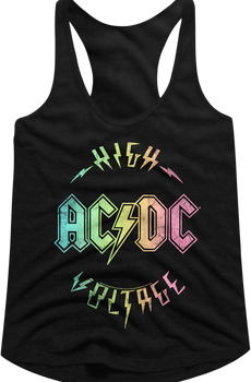 Ladies Rainbow High Voltage ACDC Racerback Tank Top