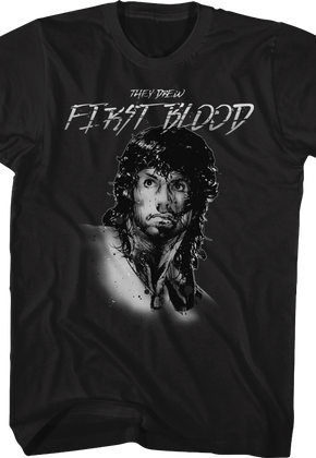 Rambo They Drew First Blood Black T-Shirt
