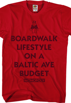 Red Boardwalk Lifestyle Monopoly T-Shirt