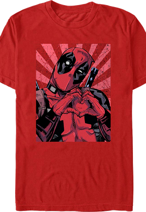 Red Deadpool Heart Hands Marvel Comics T-Shirt