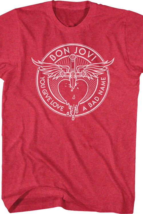 Red You Give Love A Bad Name Bon Jovi T-Shirtmain product image