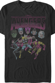 Retro Avengers Character Collage Marvel Comics T-Shirt