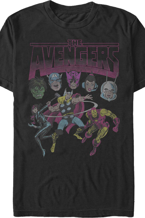 Retro Avengers Character Collage Marvel Comics T-Shirtmain product image