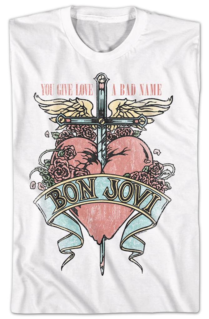 Retro Floral Logo Bon Jovi T-Shirt - Main Image