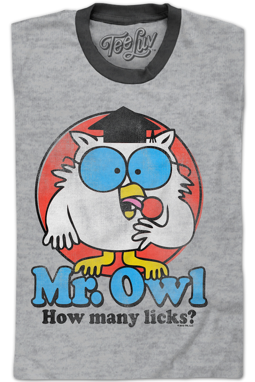 Retro Mr. Owl How Many Licks? Tootsie Pop Ringer Shirtmain product image