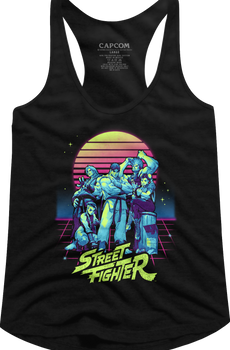 Ladies Retro Neon Street Fighter Racerback Tank Top