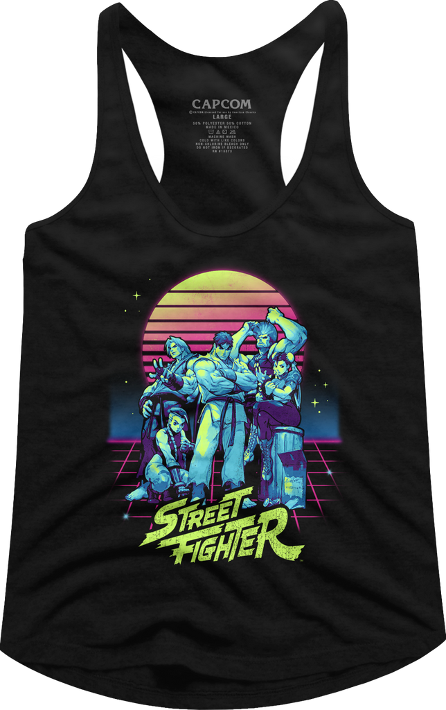 Ladies Retro Neon Street Fighter Racerback Tank Top