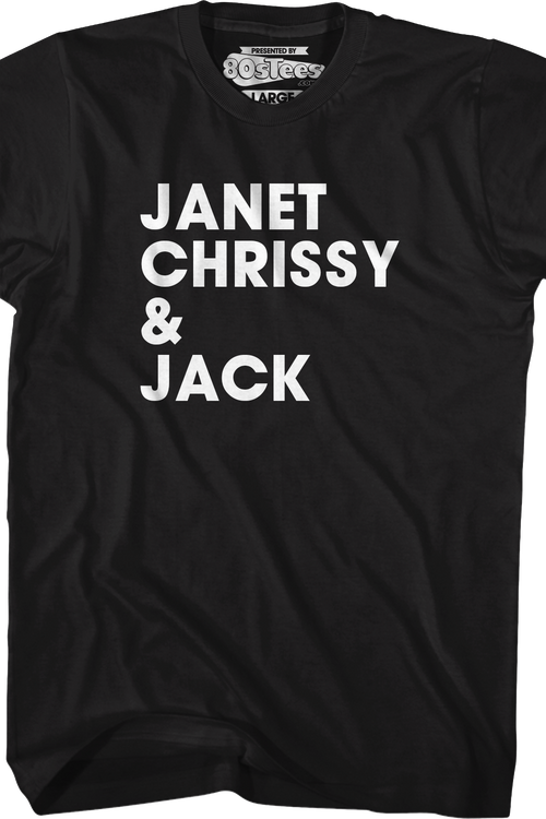 Roommate Names Janet Chrissy & Jack Three's Company T-Shirtmain product image