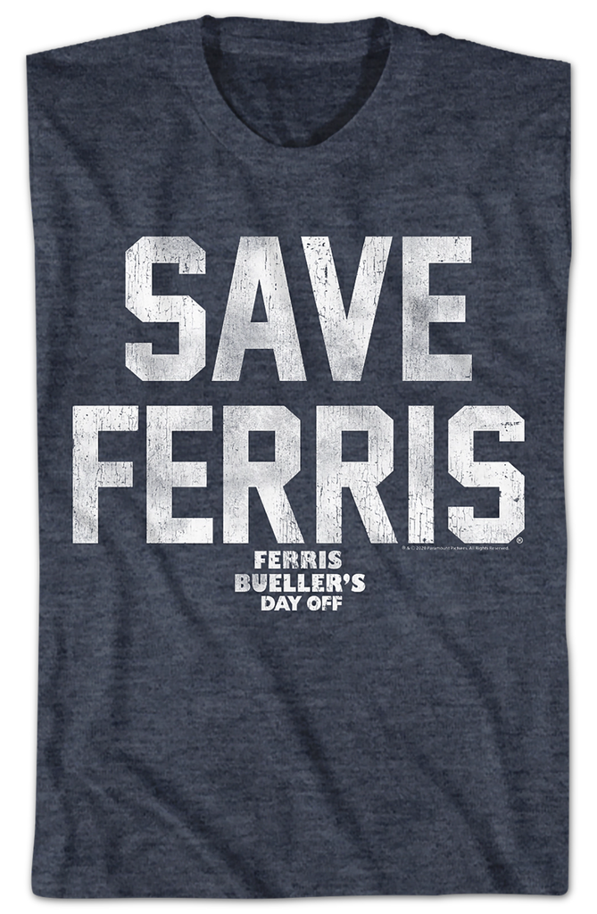 Ferris Bueller T Shirt Save Ferris, Day Off, 80s Movie - Foto 7